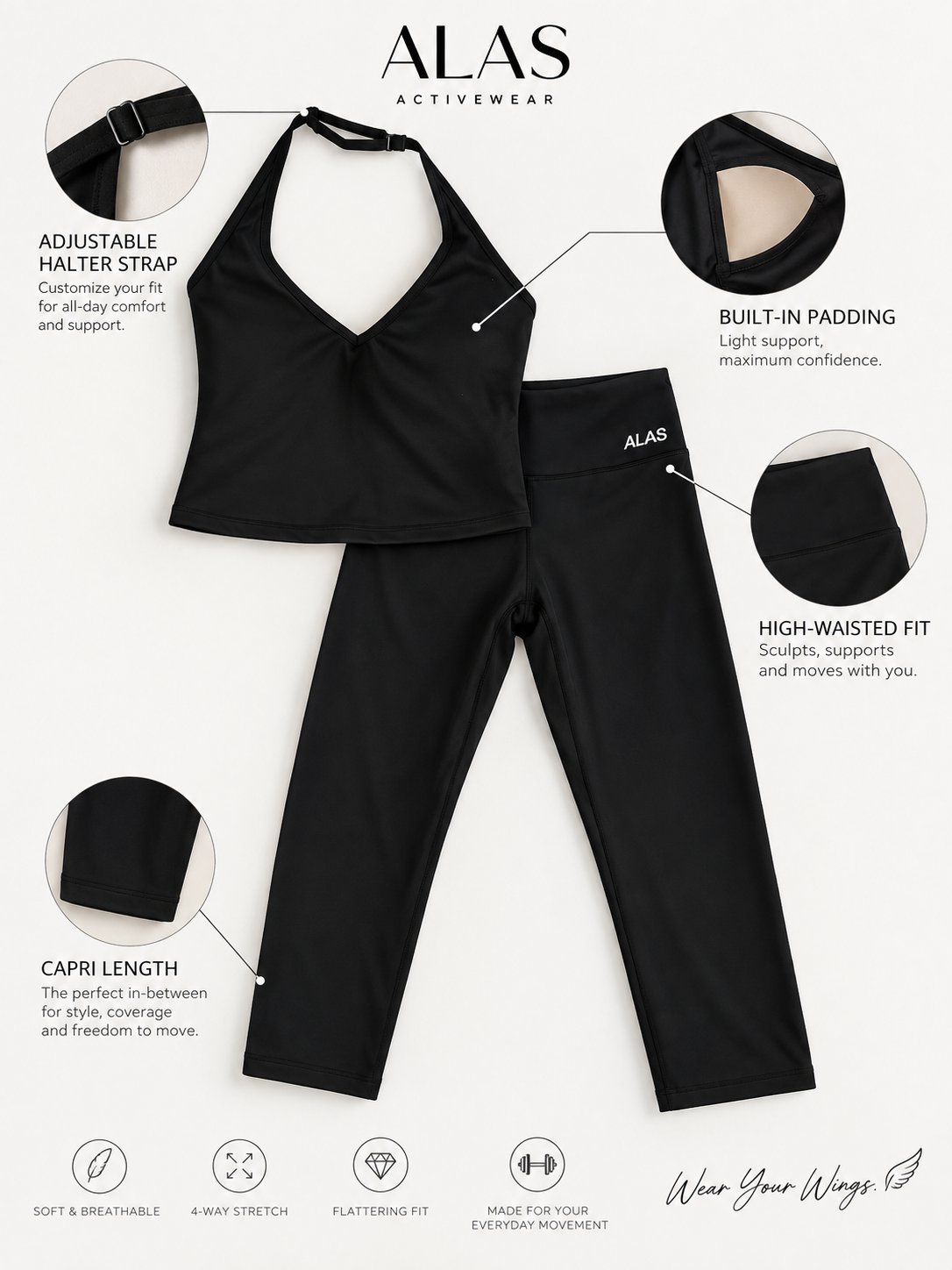 The Ciao Bella Set 🖤 - Halter top + capri pants